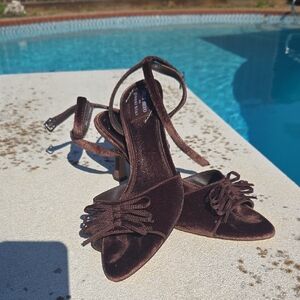 Gianni Bini Dark Brown Velvet Heels